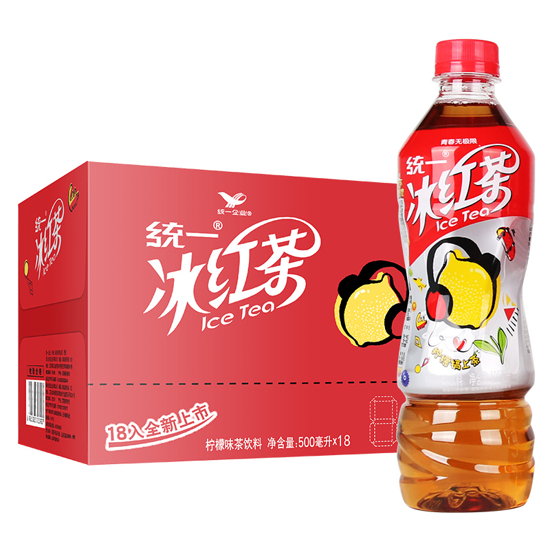 统一冰红茶500ml*18瓶/整箱 柠檬口味茶饮料 多省包邮