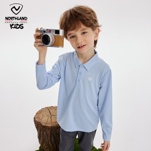 诺诗兰儿童polo衫长袖春秋男童翻领纯色薄款运动吸湿速干T恤上衣