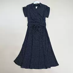 夏季新款女士波点V领短袖绑带显瘦连衣裙