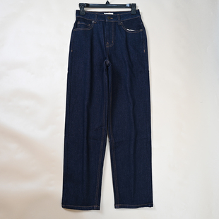 女士抓绒加厚弹力棉质宽松休闲直筒牛仔长裤 冬季 新款