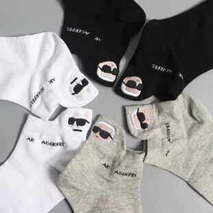 男女同款 2024新款 刺绣色织字母短袜船袜隐形袜 K尔 美系