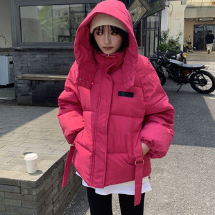 胖妹妹连帽短款羽绒服女冬季新款棉衣宽松显瘦学生加厚面包服外套