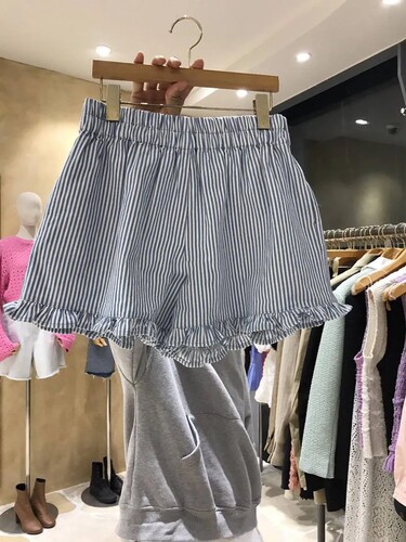 高腰甜美清新短裤口袋
