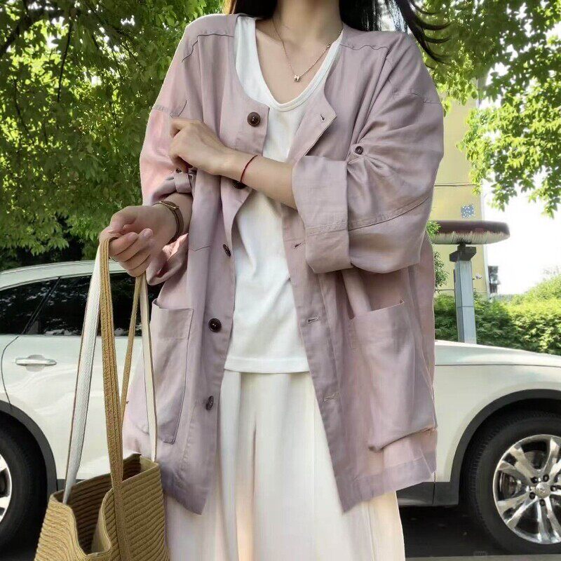 防晒外套宽松纽扣开衫气质感上衣