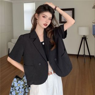 短袖 微胖mm显瘦短款 西装 宽松设计感小众衬衣 衬衫 300斤大码 女装