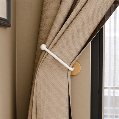 原木风窗帘挂钩免打孔简约无痕窗帘固定器浴帘侧钩卡扣夹收拢钩