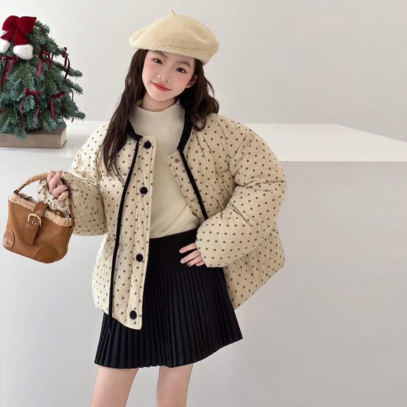 女童韩系星星印花圆领短款棉服