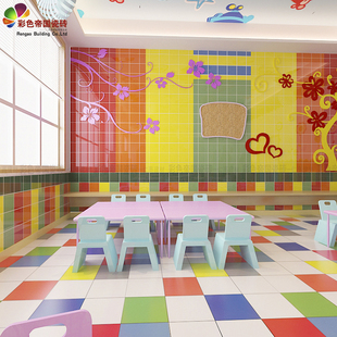 幼儿园瓷砖儿童房200墙砖黑白灰蓝红咖啡粉红橘黄果绿纯色300地砖