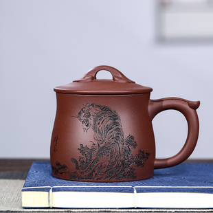 宜兴精品紫砂名家储立强纯全手工家用办公泡茶杯子带盖虎啸山河