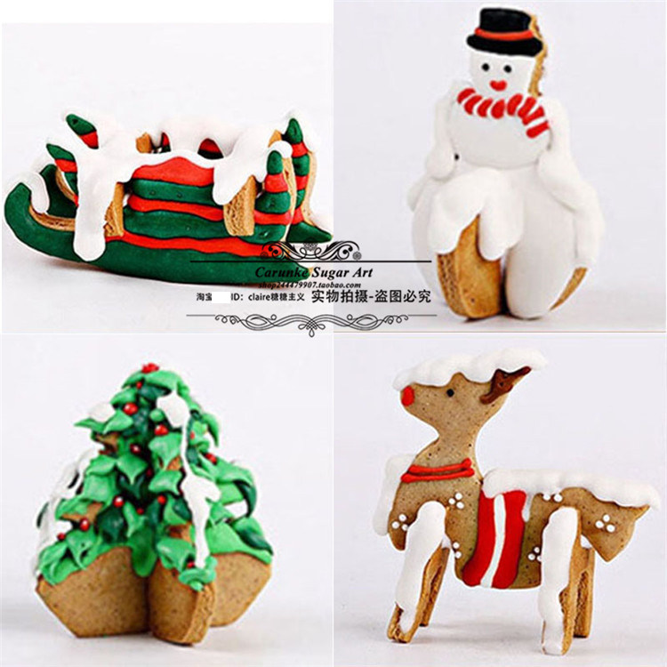 3D 圣诞鹿雪人圣诞树圣诞主题饼干模具套装 蛋糕烘焙DIY工具