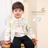 新中式 衬衫 假两件婴儿中秋节汉服 宝宝国风竹韵长袖 小O爸男婴童