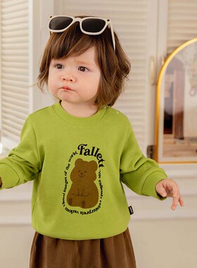 小O爸男婴童【粉丝浮力】多色图案卫衣草绿色NLQ329174