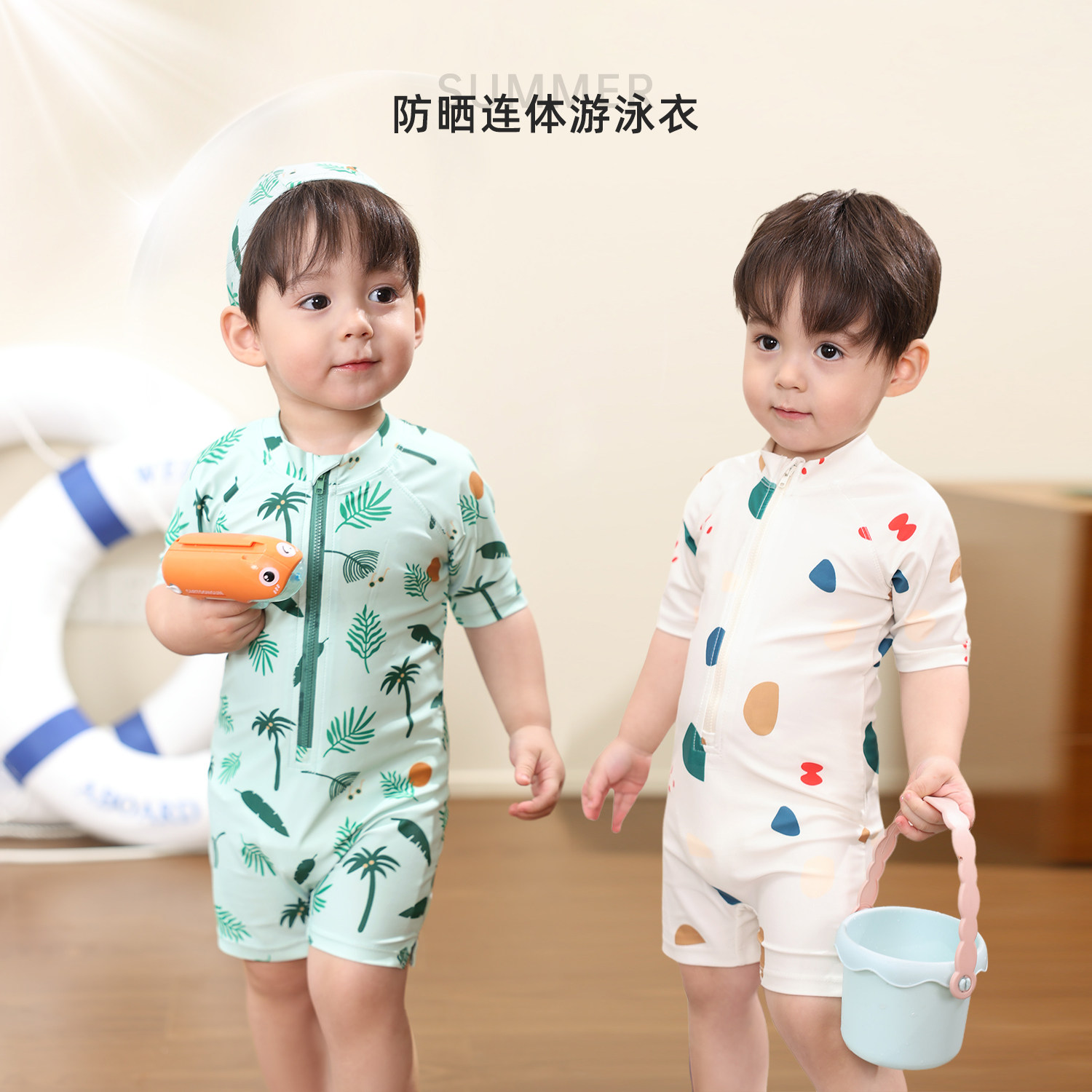 小O爸男婴童 宝宝泳衣男宝夏季一岁2026新款婴儿可爱短袖短裤衣服