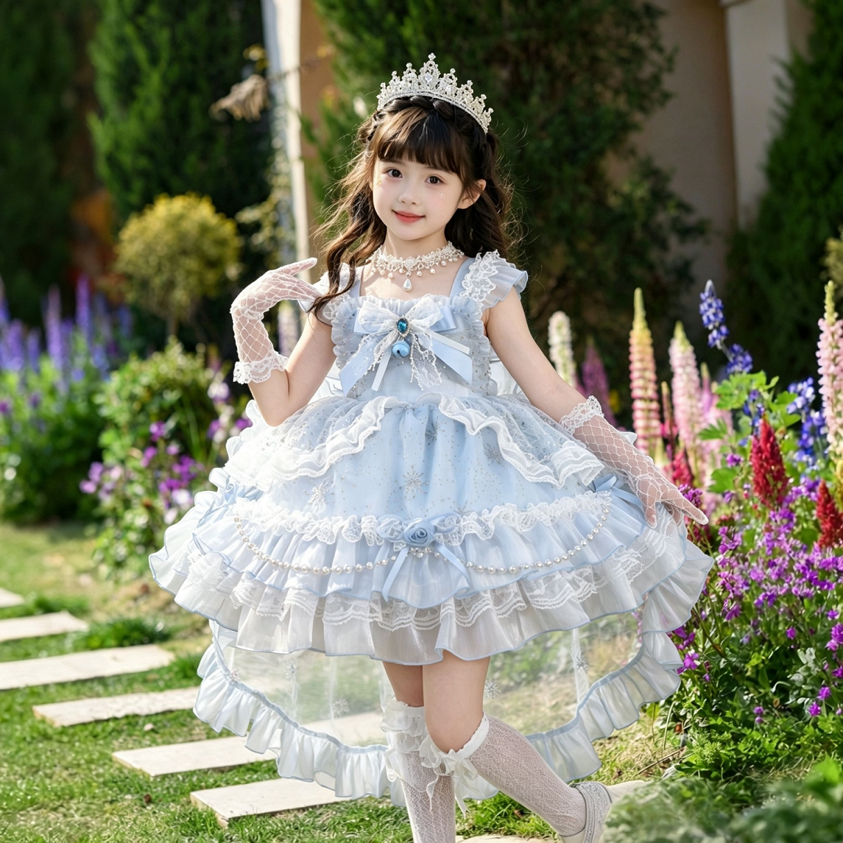 艾莎公主裙女童绝美小礼服洛丽塔