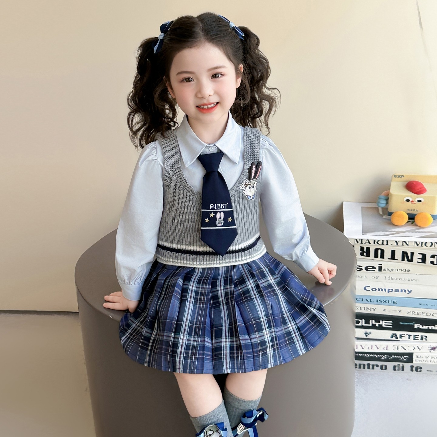 女童JK裙套装春秋款2026新款洋气时髦小女孩学院风春装儿童三件套,童装/婴儿装/亲子装,套装,淘宝优惠券,粉丝福利购,淘宝优惠卷