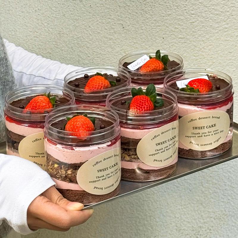 草莓圆形蛋糕盒子包装盒提拉米苏