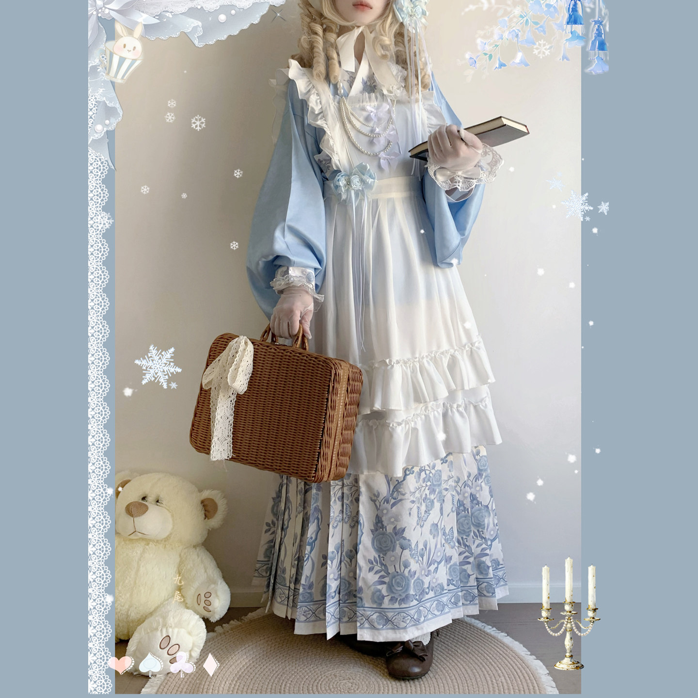 青山辞原创汉洋折衷明制交领琵琶袖加绒斗篷马面裙洛丽塔可爱秋冬,女装/女士精品,民族服装/舞台装,淘宝优惠券,粉丝福利购,淘宝优惠卷