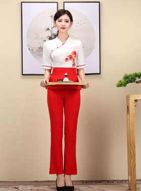 新款古风足浴美容服技师工作服女足浴养生桑拿服足疗按摩套装批发