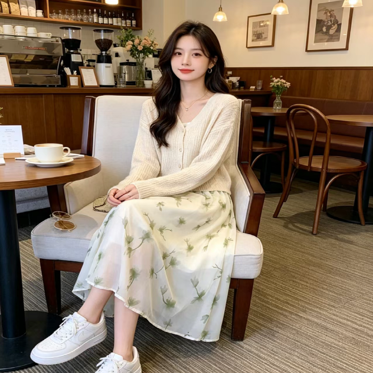 2026款夏季温柔风碎花半身裙 高腰显瘦遮胯显瘦飘逸雪纺中长裙
