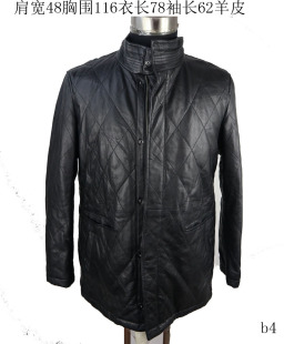 加绒男款真皮皮衣中长款夹克外套时尚休闲冬季立领修身中年