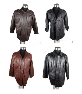 中老年男款真皮皮衣牛羊皮大衣外套风衣中长款皮袄古着二手毛领