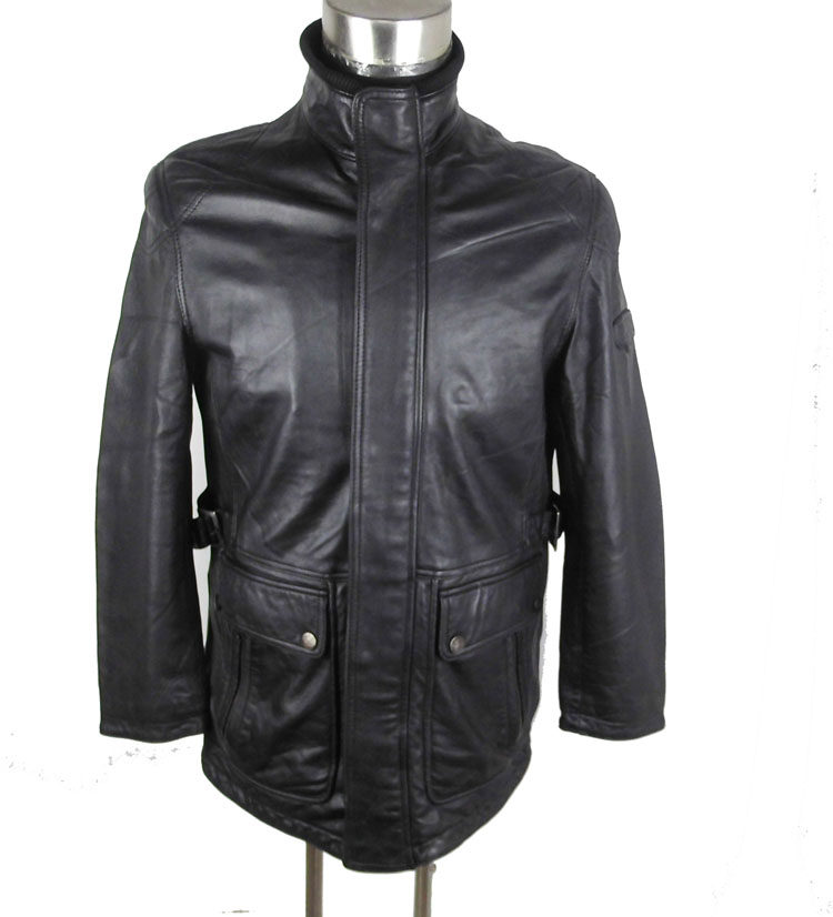 秋冬中年时尚男款真皮皮衣外套 中长款拉链宽松羊皮皮衣男装包邮