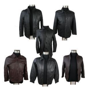 古着秋冬休闲男士皮衣外套 真皮夹克宽松 头层牛皮毛领短款大小码