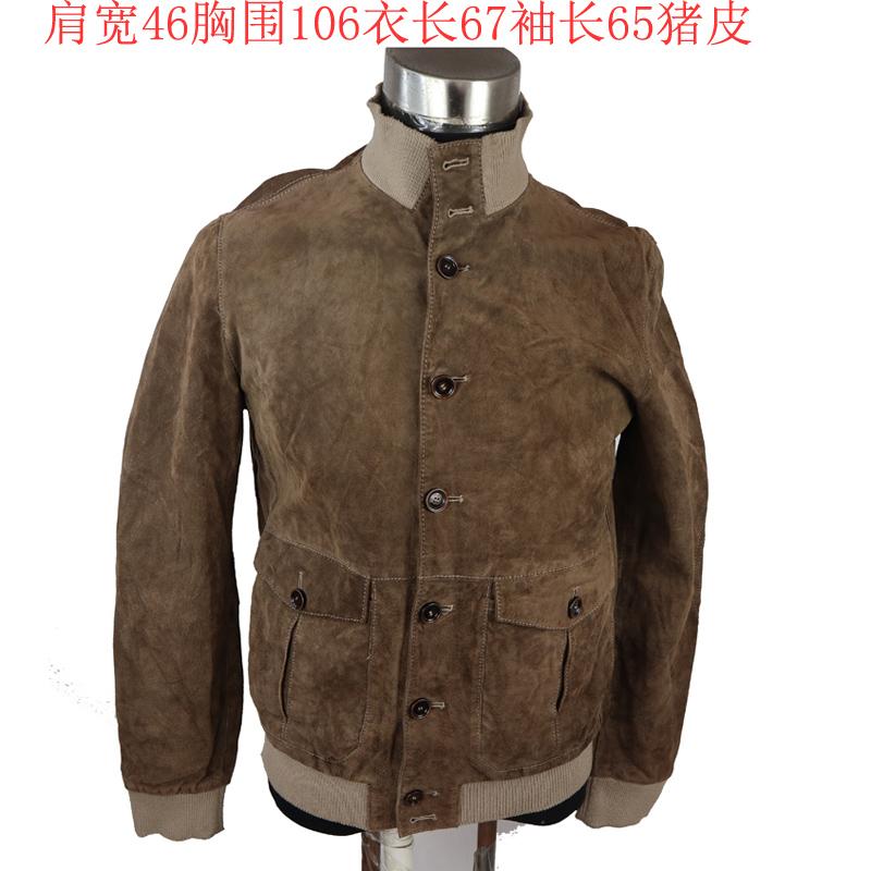男皮衣外套复古棒球服猪皮