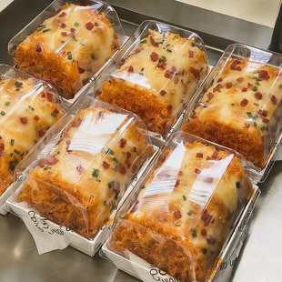 瑞文烘焙香葱肉松卷包装盒瑞士卷蛋糕卷毛巾卷盒子透明面包打包盒