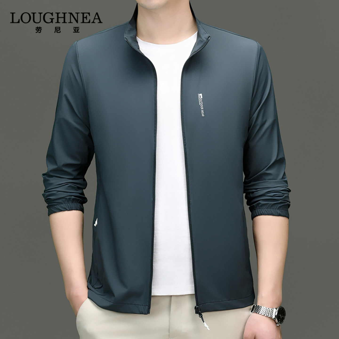 LOUGHNEA高档夏季薄款防晒衣男2026新款户外透气立领宽松夹克外套