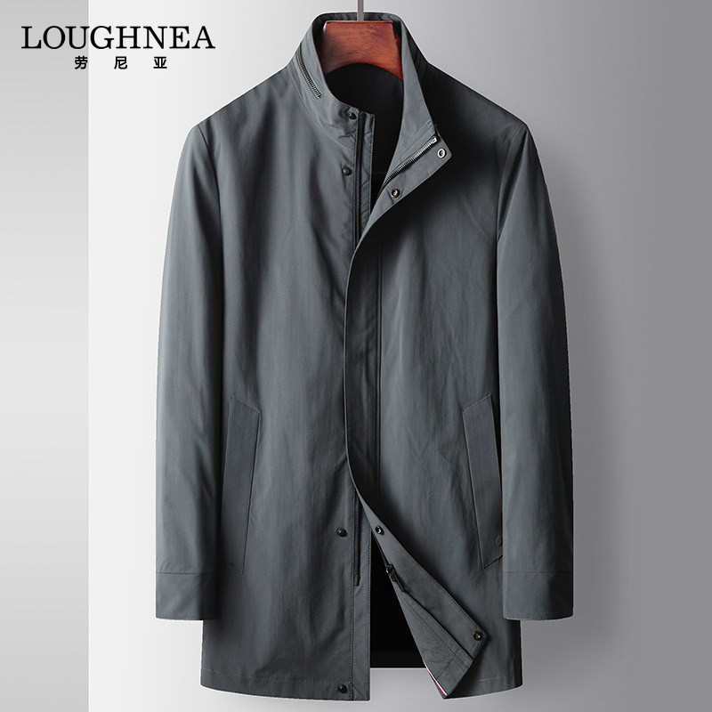 LOUGHNEA高档中长版风衣男士商务休闲2026新款春秋季防风立领外套