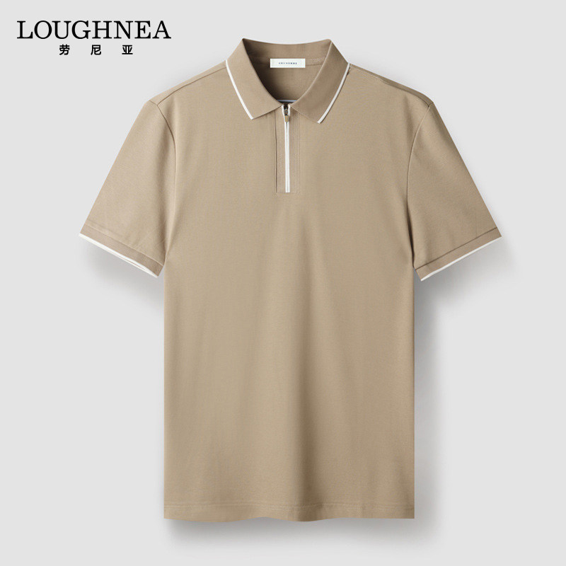 LOUGHNEA轻商务半拉链短袖POLO衫男夏季新款珠地透气休闲翻领T恤