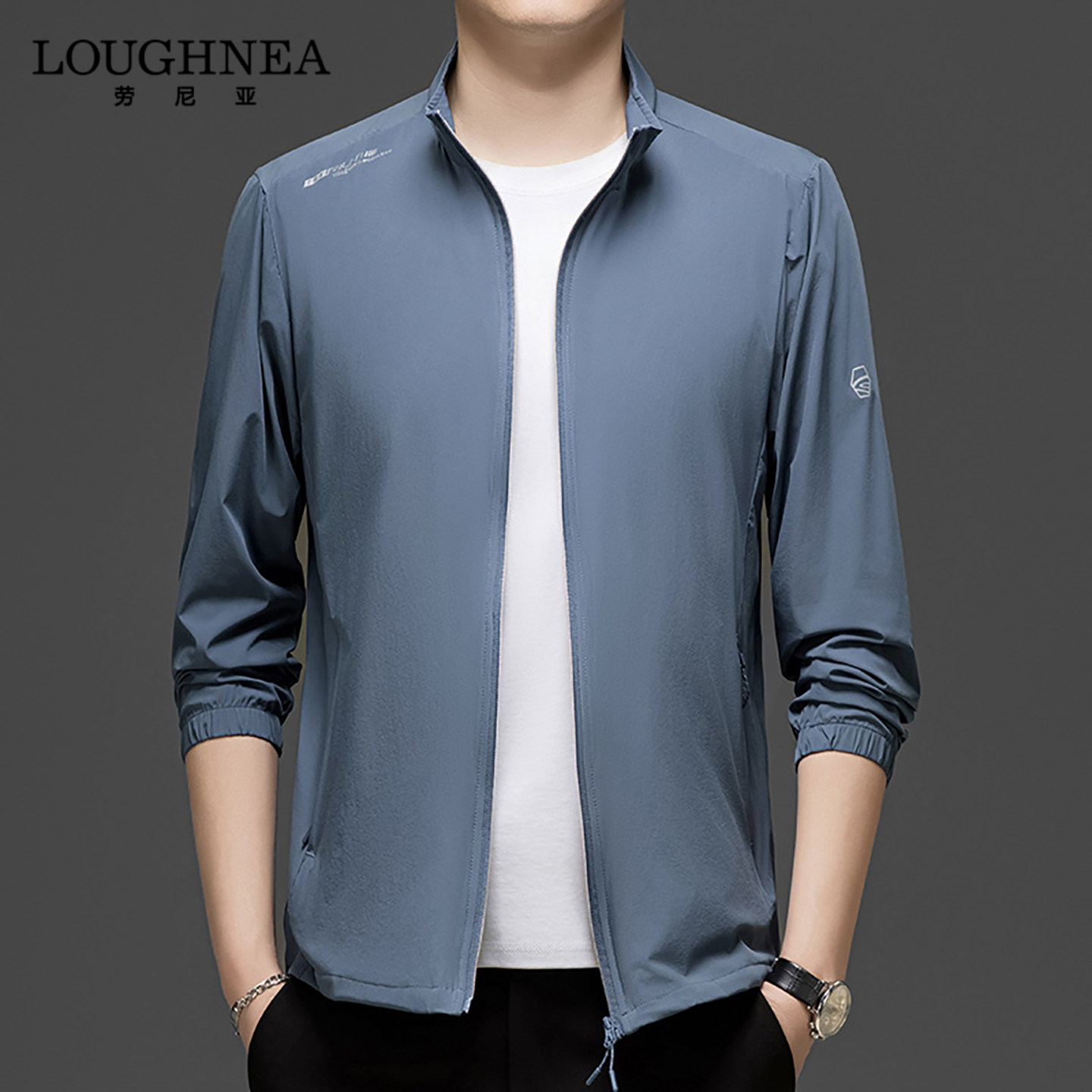 LOUGHNEA高端冰丝速干防晒衣男夏季薄款中年爸爸装立领钓鱼服外套