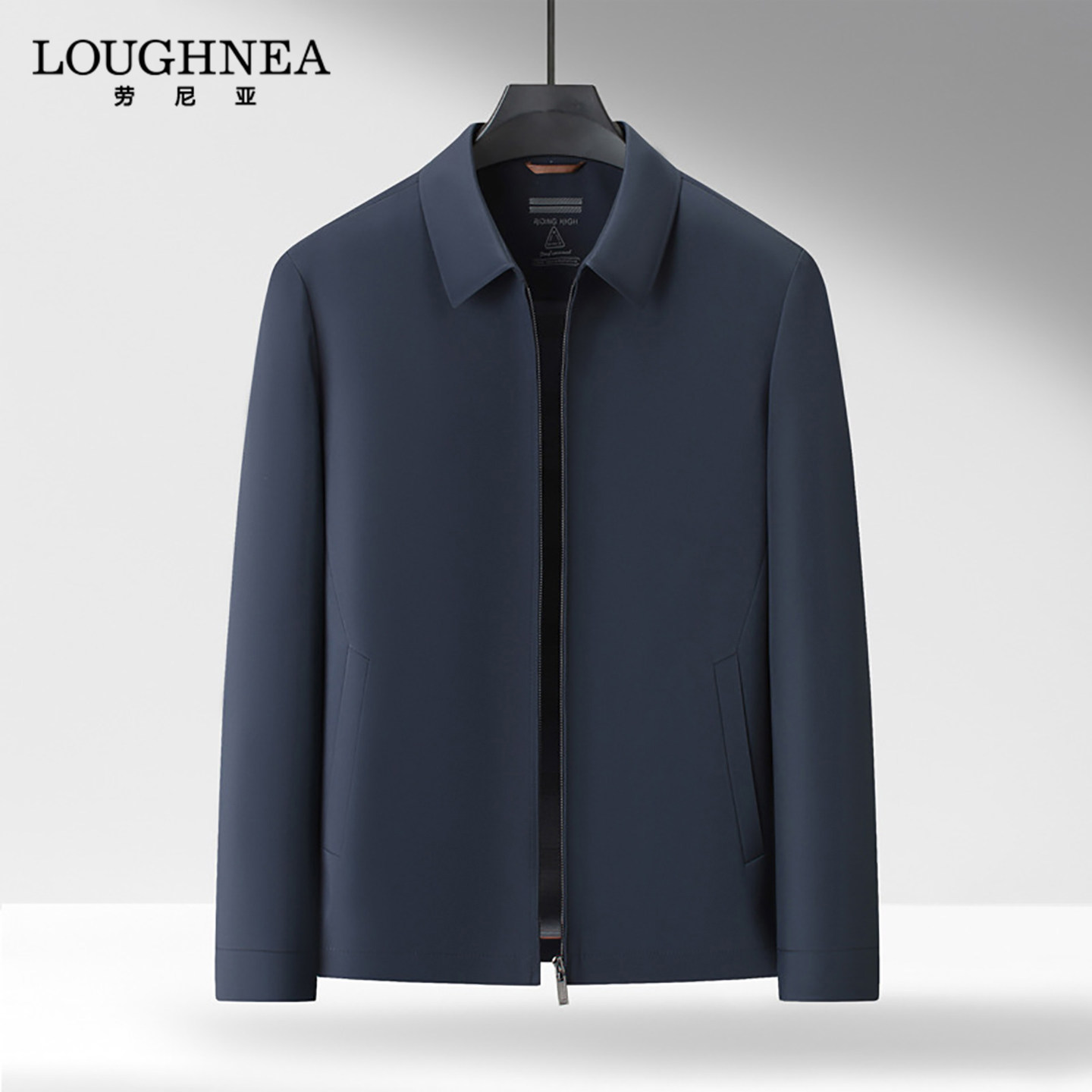 LOUGHNEA高档商务休闲行政夹克外套男翻领春秋抗皱免烫中老年上衣