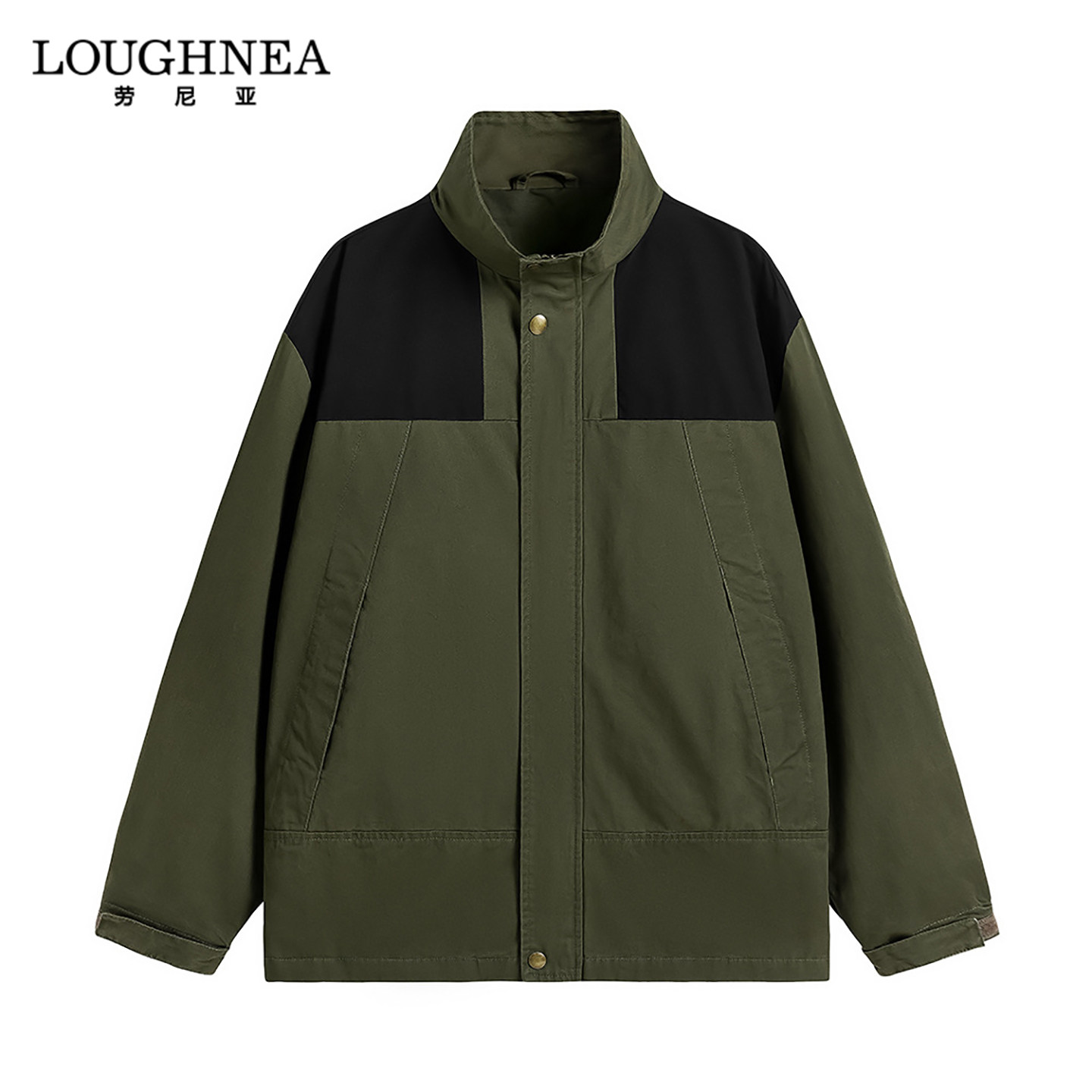 LOUGHNEA高端拼接撞色冲锋夹克男春秋新款立领防风户外登山服外套