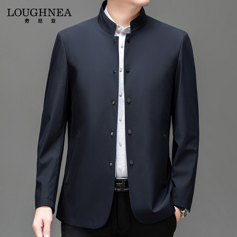 LOUGHNEA高档立领行政夹克外套男2026新款中年商务领导干部茄克衫