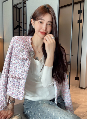 FRANKCICI-定制秋上新名媛小香风短外套(配胸针)WS25360