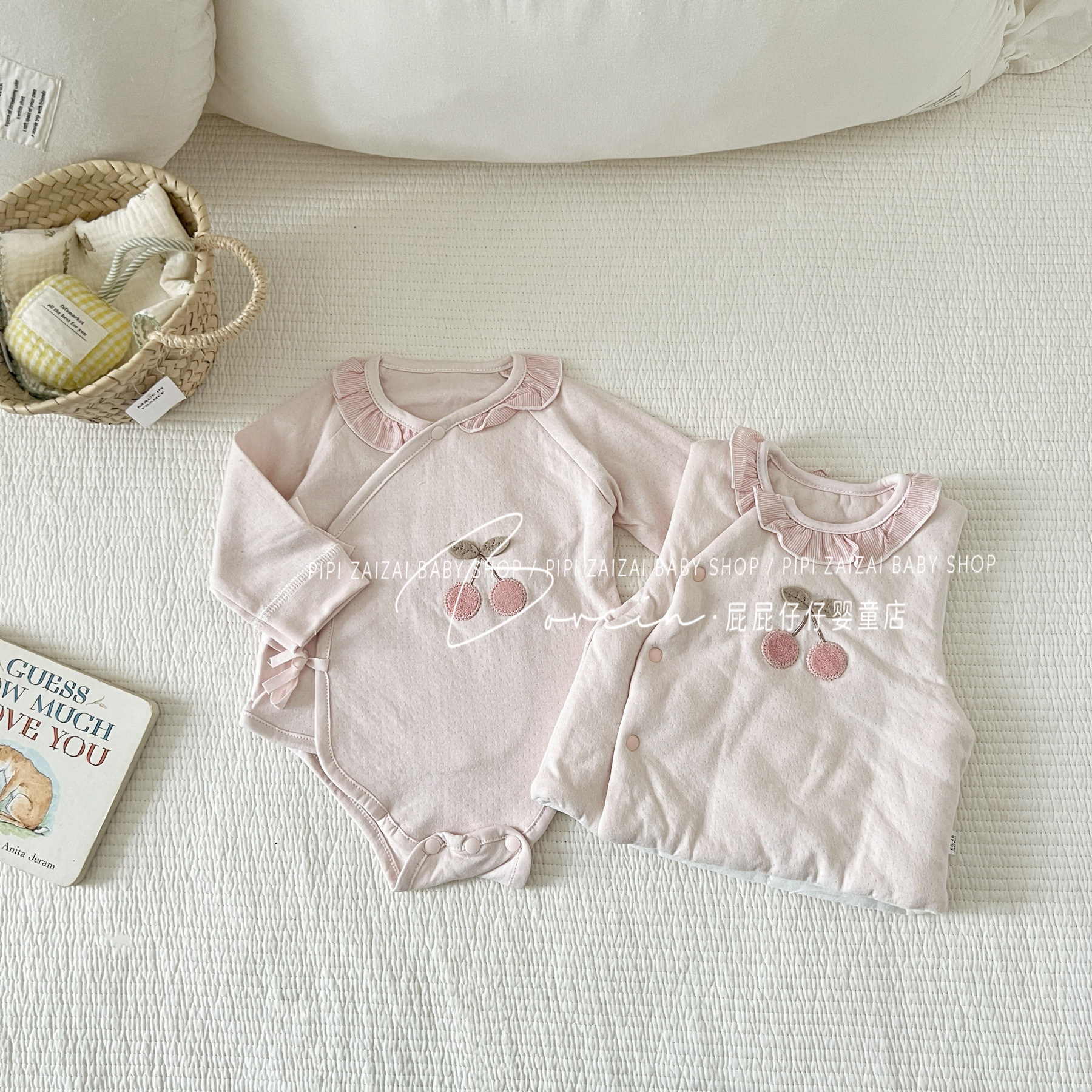 新生婴儿衣服全棉系带满月和尚爬服樱桃婴童宝宝连体衣秋包屁哈衣,童装/婴儿装/亲子装,连身衣/爬服/哈衣,淘宝优惠券,粉丝福利购,淘宝优惠卷