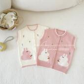 女童宝宝小公主上衣外套婴儿针织小马甲春秋新款 洋气马甲背心外穿