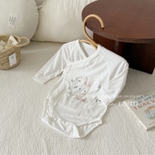 婴儿斜襟睡衣服宝宝夏季 包屁衣 连体衣 新生儿无骨长袖 ins春夏薄款