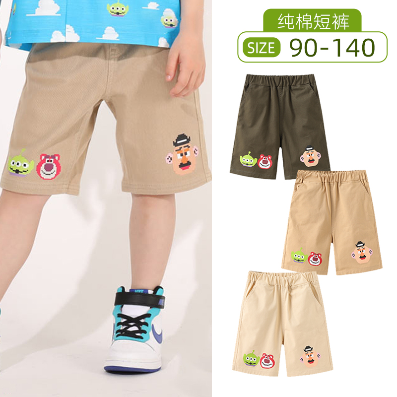 日系童装夏季儿童短裤男童女童五分裤卡通印花梭织 沙滩运动半裤