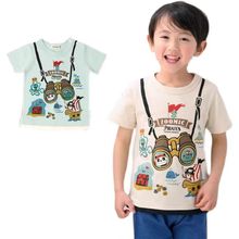 日本童装动物园zoomic夏季儿童纯棉短袖海贼王卡通望远镜吸汗半袖