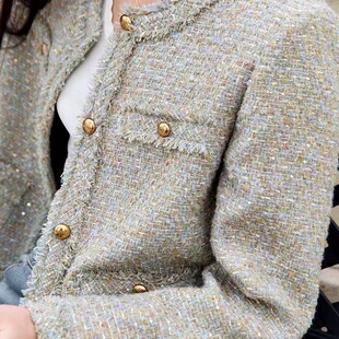 绿色上衣 轻奢千金风通勤感法式 香影秋季 小香风外套女2025新款