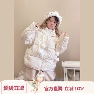 立领连帽羽绒服女冬季 宽松保暖面包服加厚白鸭绒外套 短款 Labeau