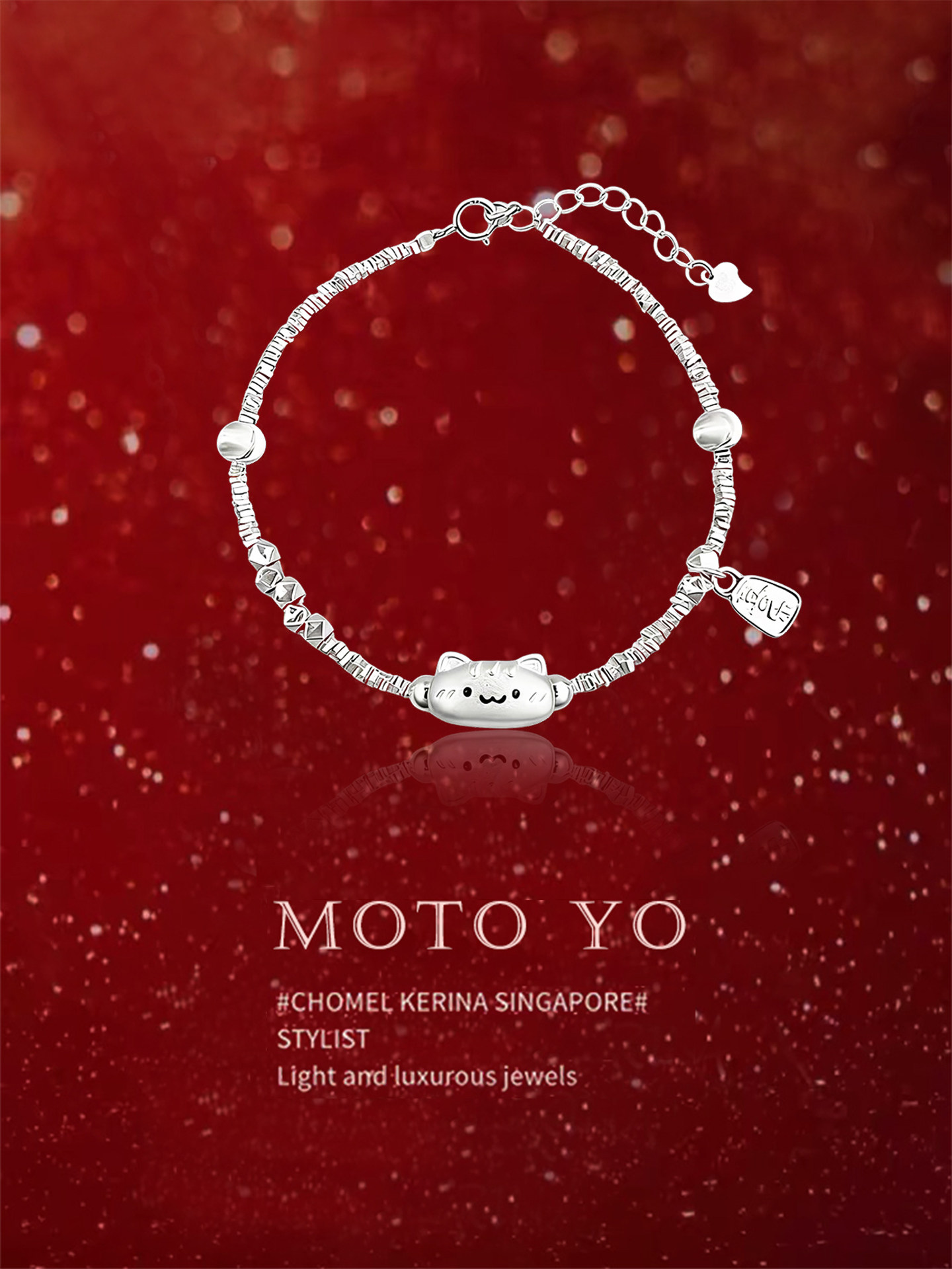 S999 pure silver baguette cat broken silver bracelet for women, light luxury and exquisite 2026 new Joyful bracelet Birthday gift thumbnail 7