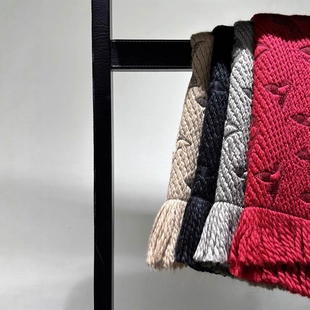 经典老花~红色圣诞节日送礼百搭保暖老花羊毛围巾披肩两用围脖