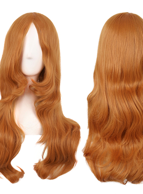 潼漫 cos假发女长卷发大波浪60cm金橙色高温丝全头套长发动漫假毛