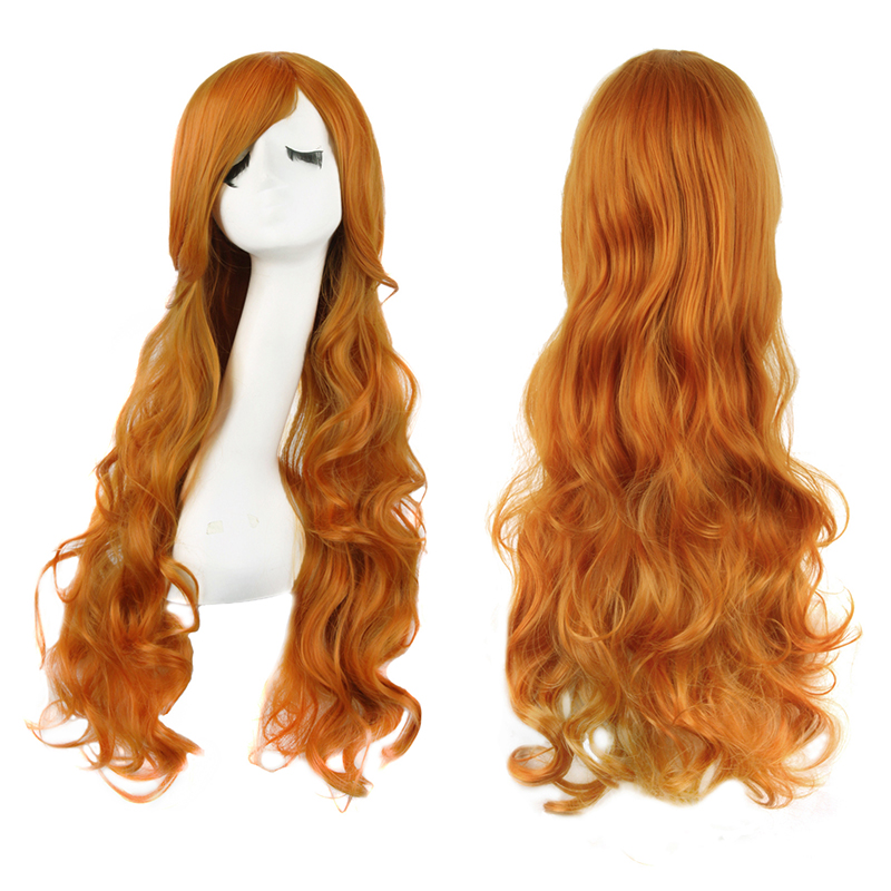 潼漫高温丝金橙色长卷发cos假发
