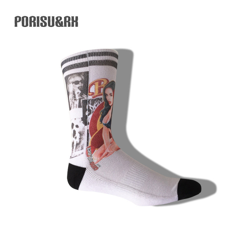 PORISU厚款街头滑板袜中筒潮牌个性欧美时尚学院风时尚男女潮袜