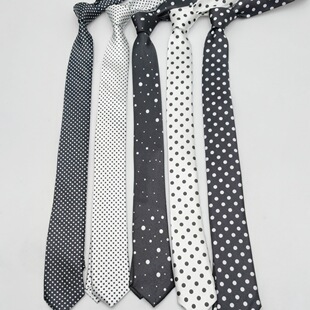黑白波点领带裤带个性5cm搭配衬衫ins学生领带男女百搭出游潮流